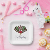 感謝祭のスクリプト七面鳥のサッカーの羽 ペーパープレート (パーティー)