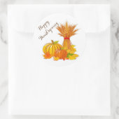 感謝祭のスタンプ/ハッピー・感謝祭 ラウンドシール (バッグ)