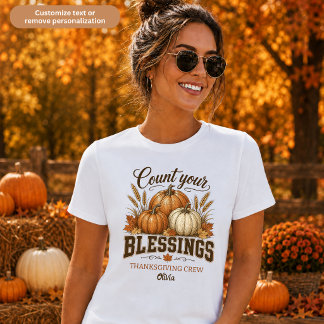 感謝祭のチーム 女性用 Count Your Blessings Tシャツ