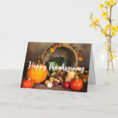 感謝祭のテーブルの豊作 カード (黄色い花)