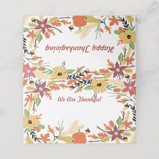 感謝祭のテーブル席とグリーティングカード プレイスカード (外部開封)