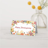 感謝祭のテーブル席とグリーティングカード プレイスカード (裏面)