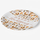 感謝祭のテーブル設定 – 紅葉デザイン ペーパープレート (アングル)