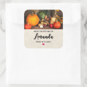 感謝祭のテーブル豊かな収穫キッチン スクエアシール (バッグ)