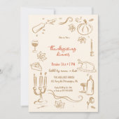 感謝祭のディナーお洒落招待状 案内状 (正面)