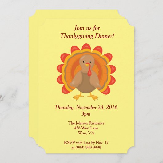 感謝祭のディナーに参加 招待状 (正面/裏面)