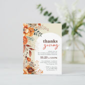 感謝祭のディナーに招待します - 白い花のアーチ ポストカード (スタンド正面)