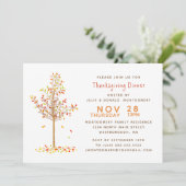 感謝祭のディナーの水彩画オータムツリーの葉 招待状 (スタンド正面)