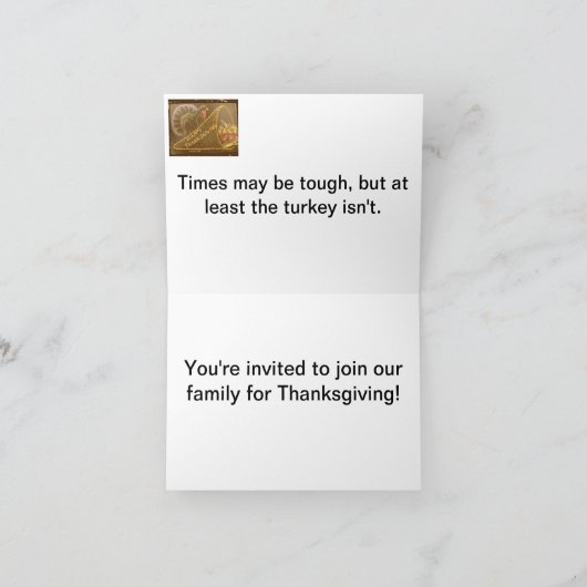 感謝祭のディナーへの招待。 ノートカード (内部)