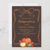 感謝祭のディナーカボチャのバビストブラウン 招待状 (正面)