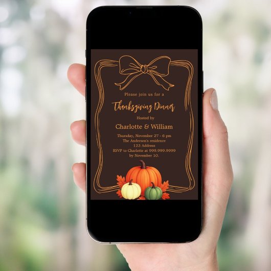 感謝祭のディナーカボチャのバビストブラウン 招待状