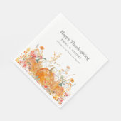 感謝祭のディナーカボチャの野花モダン スタンダードランチョンナプキン (角)