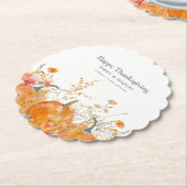 感謝祭のディナーカボチャの野花モダン ペーパーコースター (アングル)