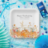 感謝祭のディナーカボチャの野花モダン ペーパープレート (パーティー)