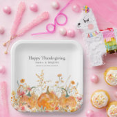 感謝祭のディナーカボチャの野花モダン ペーパープレート (パーティー)