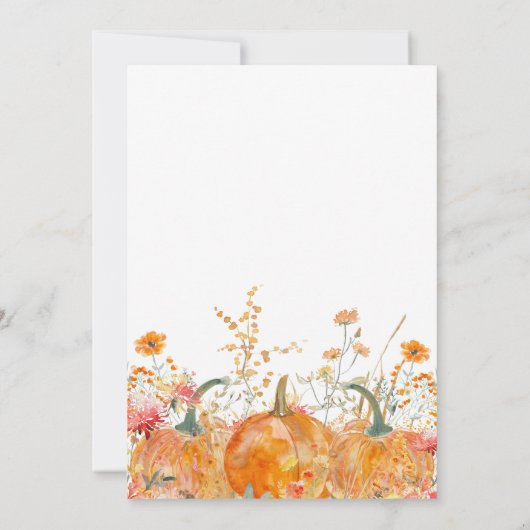 感謝祭のディナーカボチャの野花モダン 招待状 (裏面)