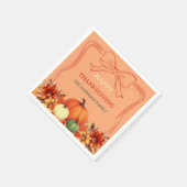 感謝祭のディナーカボチャ弓アトミックtangerine スタンダードカクテルナプキン (角)