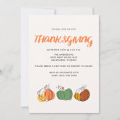 感謝祭のディナーパーティー　秋のポンプキン 招待状 (正面)