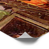 感謝祭のディナーブラックキャット暖炉トルコ ポスター (角)