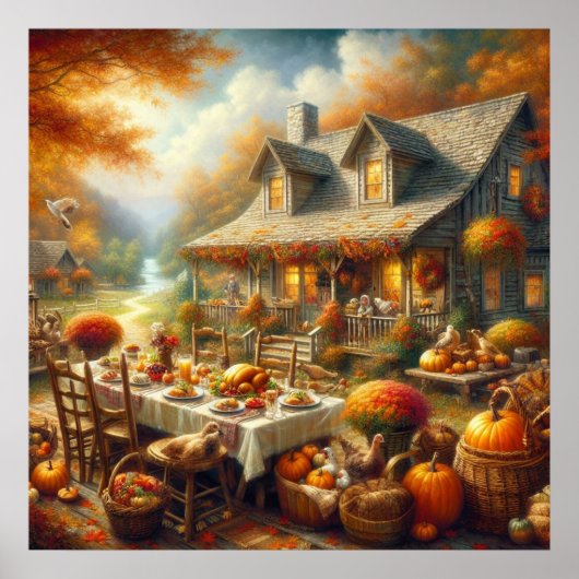 感謝祭のディナーポスター ポスター (正面)