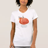 感謝祭のディナー オレンジ色のカボチャ 秋の花  Tシャツ (正面)