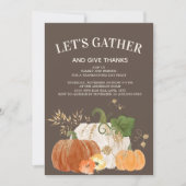 感謝祭のディナー　オレンジ　ホワイト　パンプキン　ブラウン 招待状 (正面)