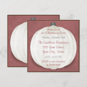 感謝祭のディナー カントリー調の白いパンプキン 招待状 (正面/裏面)