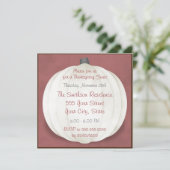 感謝祭のディナー カントリー調の白いパンプキン 招待状 (スタンド正面)