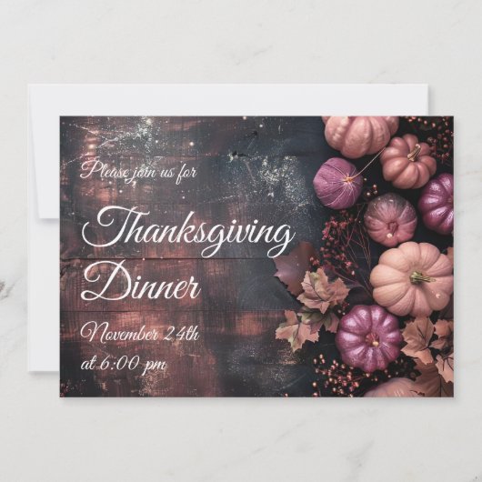 感謝祭のディナー　パンプキン　招待状　ナチュラル 招待状 (正面)