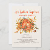 感謝祭のディナー　パンプキン　集まって感謝しよう 招待状 (正面)