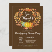 感謝祭のディナー・パーティの秋の秋ブラウン 招待状 (正面/裏面)