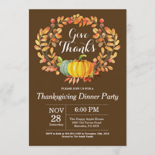 感謝祭のディナー・パーティの秋の秋ブラウン 招待状