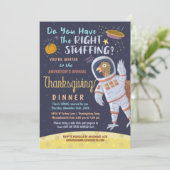 感謝祭のディナー·パーティーおもしろい宇宙飛行士トルコ 招待状 (スタンド正面)