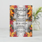 感謝祭のディナー - ラスティック ウッディー 感謝と幸せ 招待状 (スタンド正面)