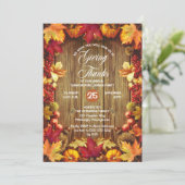 感謝祭のディナー - ラスティック ウッディ 感謝の気持ち 招待状 (スタンド正面)