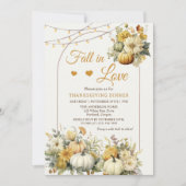 感謝祭のディナー　ラスティック　パンプキン　秋の花 招待状 (正面)