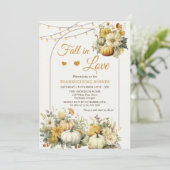 感謝祭のディナー　ラスティック　パンプキン　秋の花 招待状 (スタンド正面)