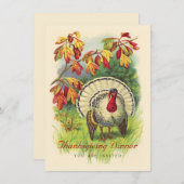 感謝祭のディナー ヴィンテージ ターキー インビテーション (正面/裏面)