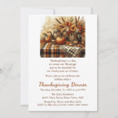 感謝祭のディナー 家族 友達 招待状 (正面)