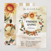 感謝祭のディナー 感謝祭 秋 ヒマワリ 招待状 (正面/裏面)