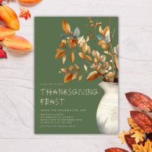 感謝祭のディナー 秋のオリーブグリーン フレンズギビング