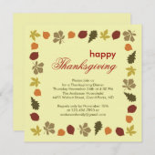 感謝祭のディナー 秋の落ち葉 招待状 (正面/裏面)