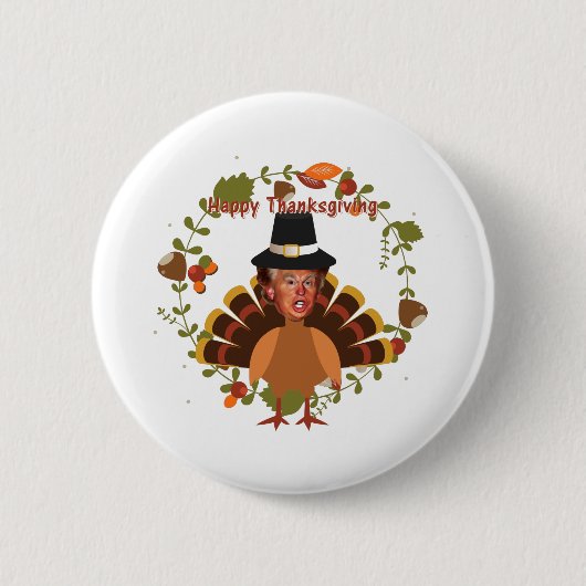 感謝祭のトランプの七面鳥 缶バッジ (正面)