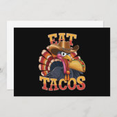 感謝祭のトルコがタコスを食べる - 面白いメキシカン 招待状 (正面/裏面)