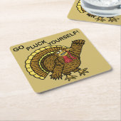 感謝祭のトルコのおもしろいなしゃれ スクエアペーパーコースター (アングル)