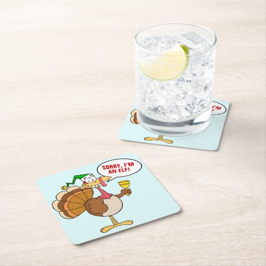 感謝祭のトルコのクリスマスの変装の漫画 スクエアペーパーコースター (インサイチュ)