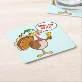 感謝祭のトルコのクリスマスの変装の漫画 スクエアペーパーコースター (アングル)