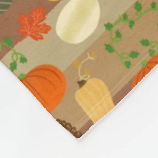 感謝祭のトルコの南瓜の秋の収穫パターン フリースブランケット (角)