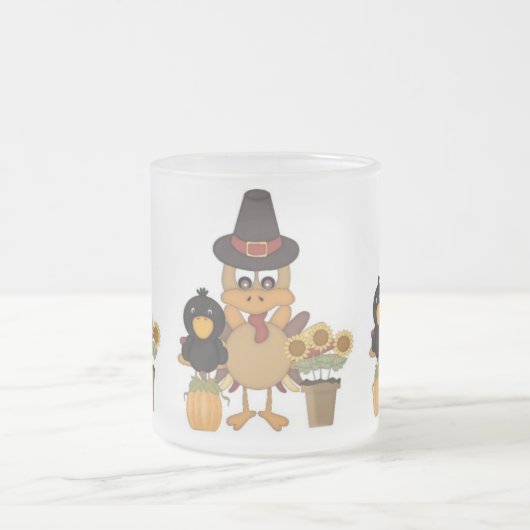 感謝祭のトルコの友人 フロストグラスマグカップ (中央)