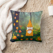 感謝祭のノームと美しい秋の葉 クッション (ブランケット)